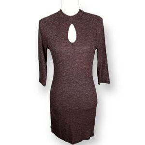 IRIS PINKISH BROWN BODYCON KEYHOLE DRESS SZ.L EUC